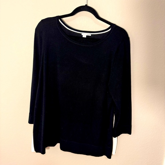 Halogen Black 3/4 sleeve sweater with zipper sides - Picture 1 of 7